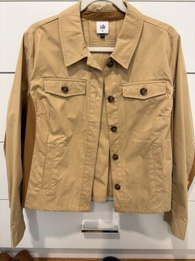 CAbi Mason Jacket tan lightweight utility jacket with contrast panels